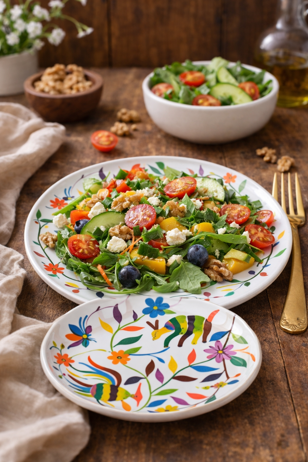 Hand Painted Stoneware Country Salad Plate