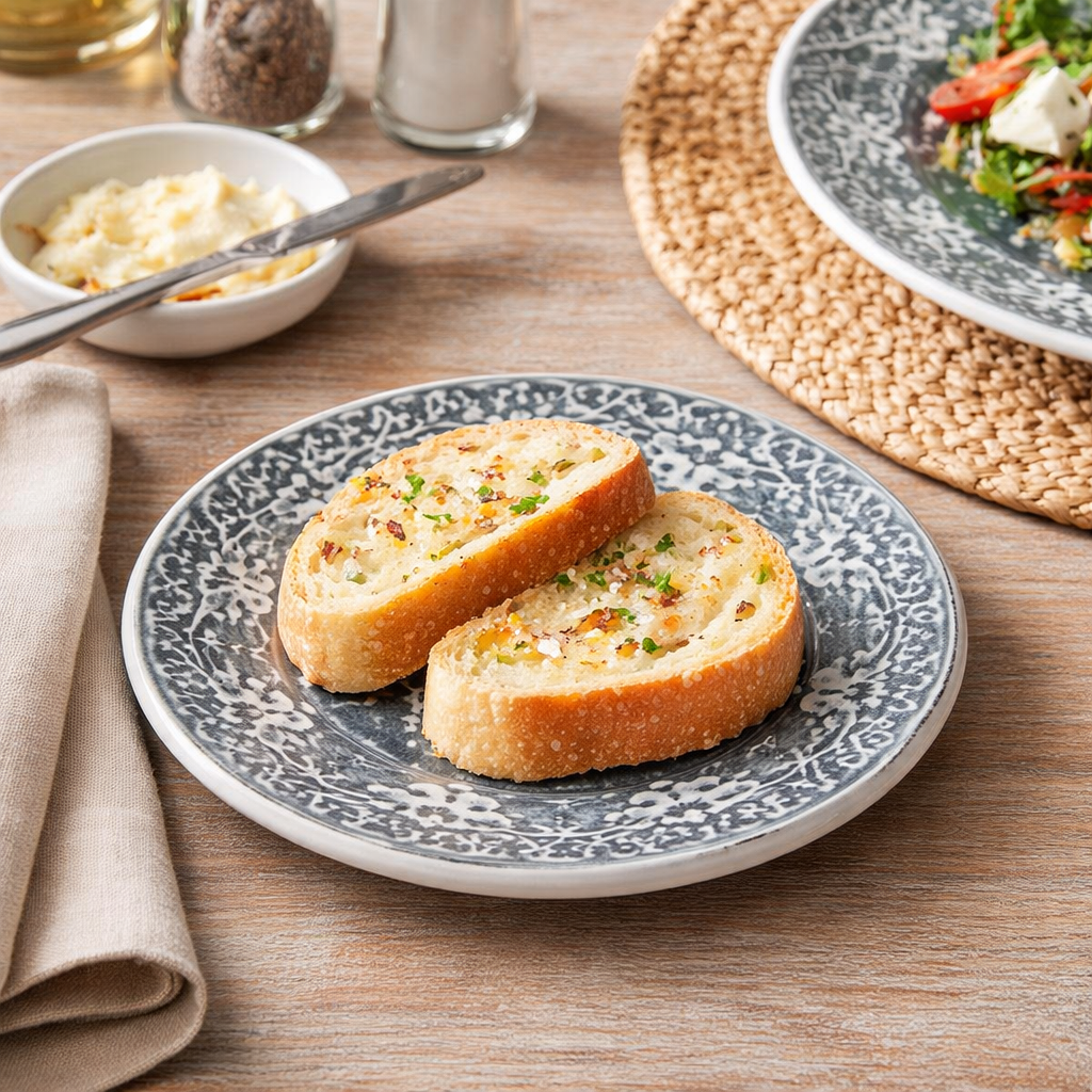 Hand Painted Stoneware Gray Coco Bread Plate
