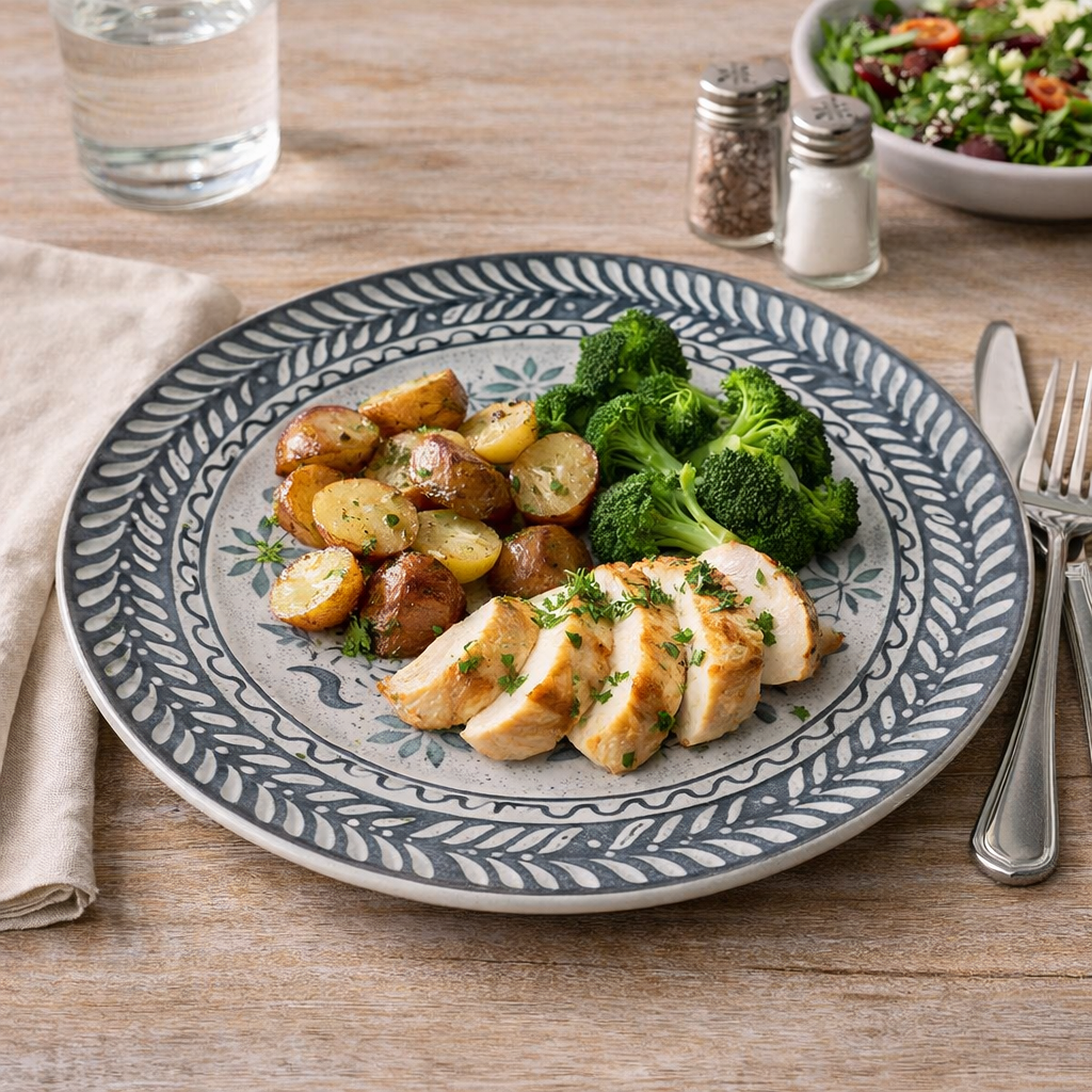 Hand Painted Stoneware Gray Coco Dinner Plate