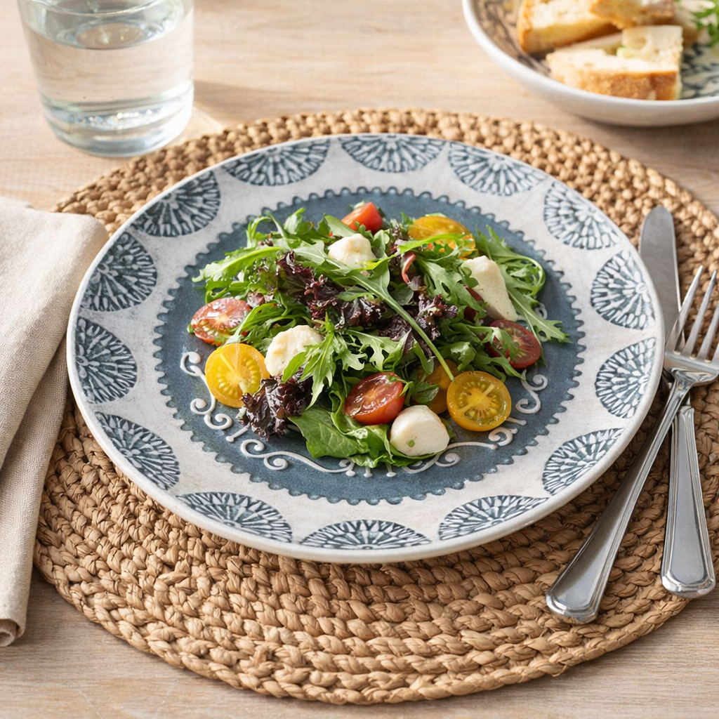 Hand Painted Stoneware Gray Coco Salad Plate