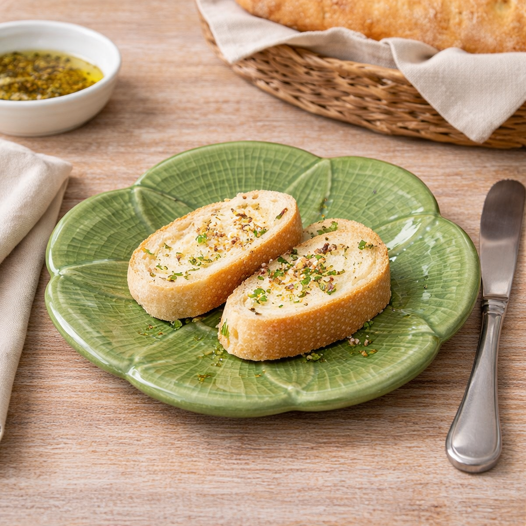 Hand Painted Stoneware Margaritas Green Bread Plate