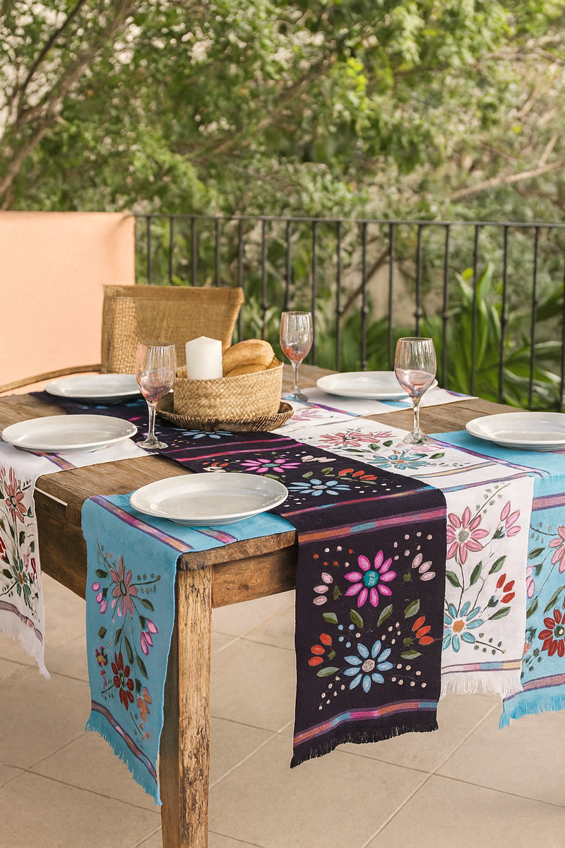 Handwoven Napkins with Colorful Embroidery