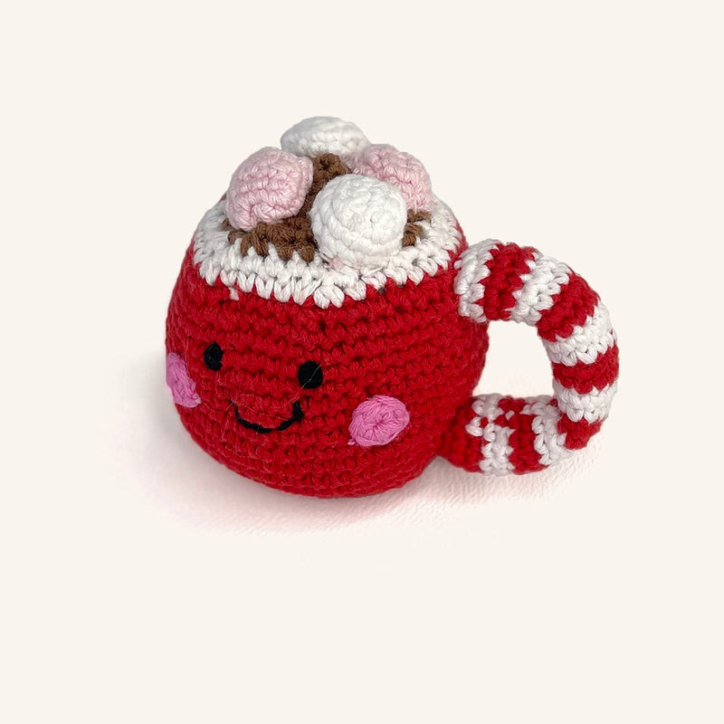 Handmade Crochet Hot Cocoa Rattle – Cozy & Cute