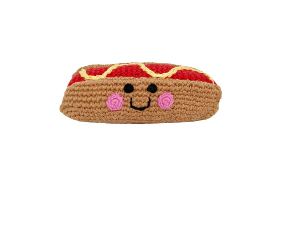 Handmade Crochet Hot Dog Baby Rattle