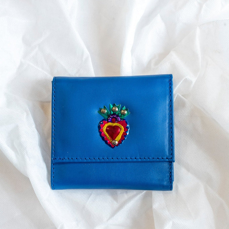 Blue “Corazón Divino” Leather Wallet – Blue Princess Edition