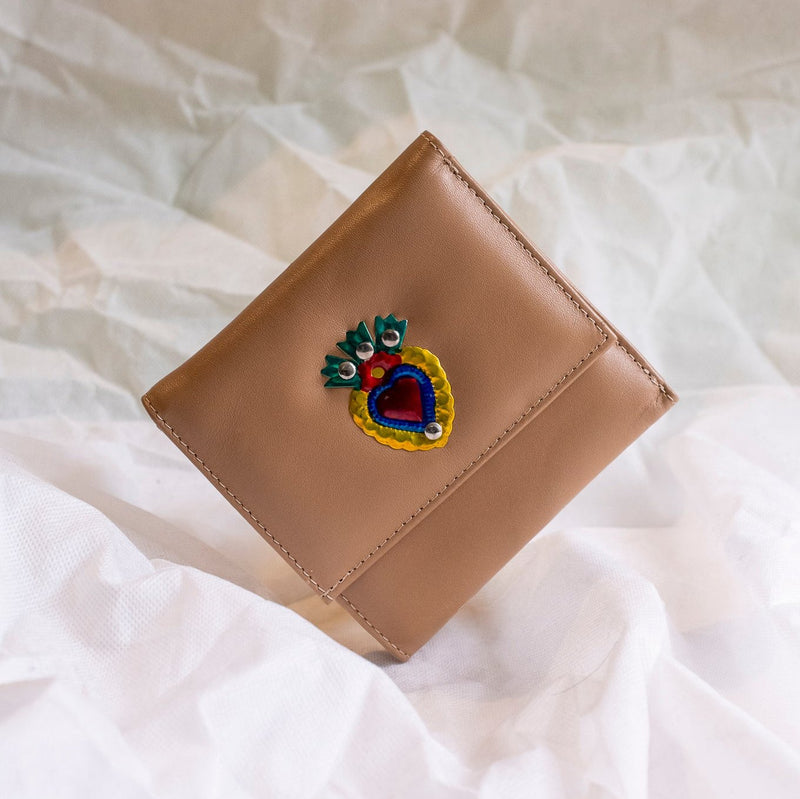 Camel “Corazón Divino” Leather Wallet
