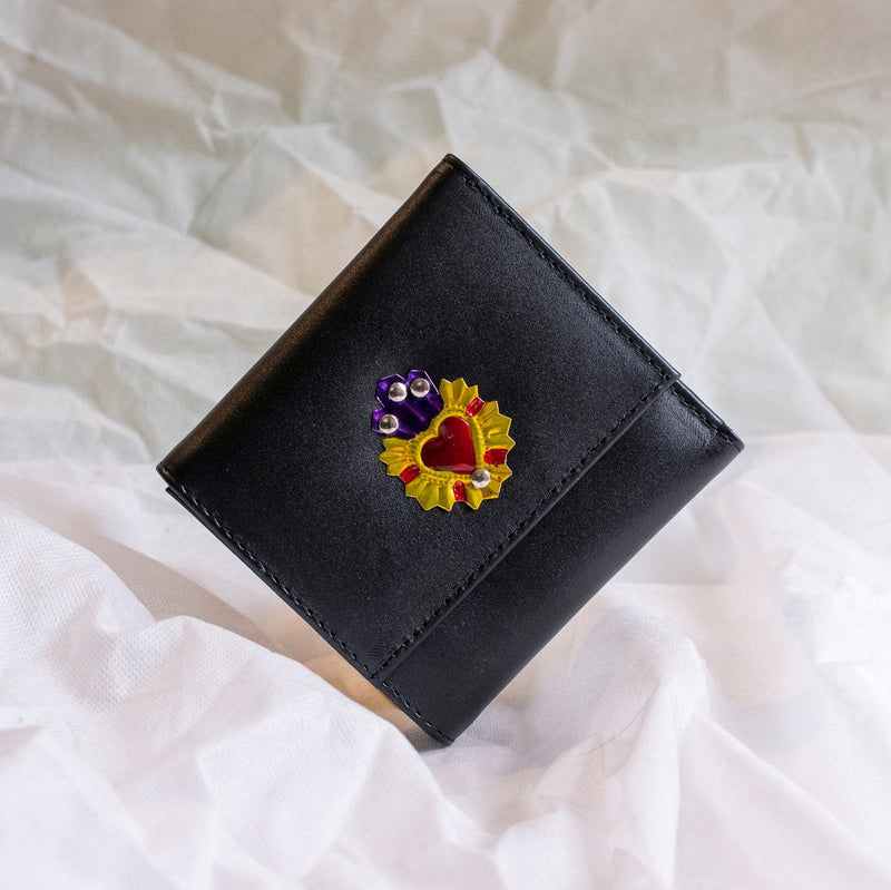 Black “Corazon Divino” Leather Wallet