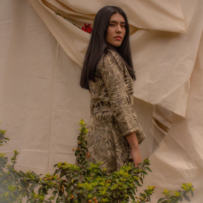 Reyna Blouse with Train – Eco Print with Organic Plants