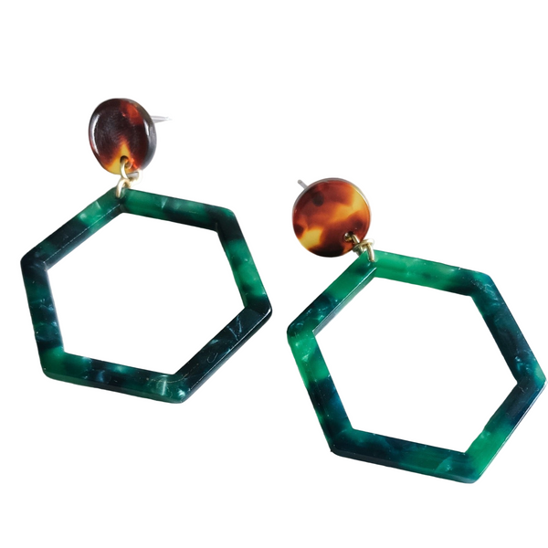 Green Hex Earrings