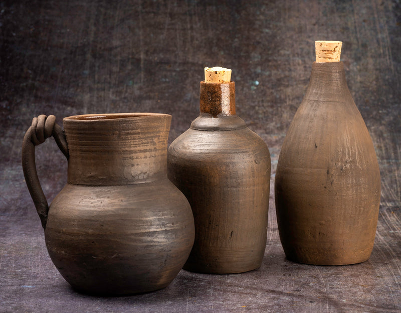 Handmade Clay Water Pitcher with Cups