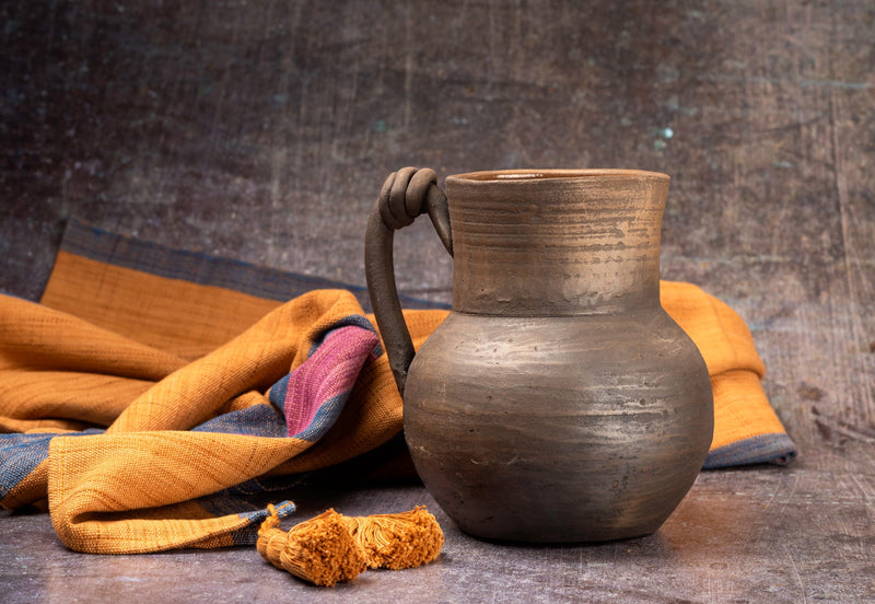 Handmade Clay Water Pitcher with Cups