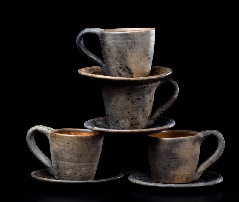 Handmade Ceramic Espresso Cups and Saucers