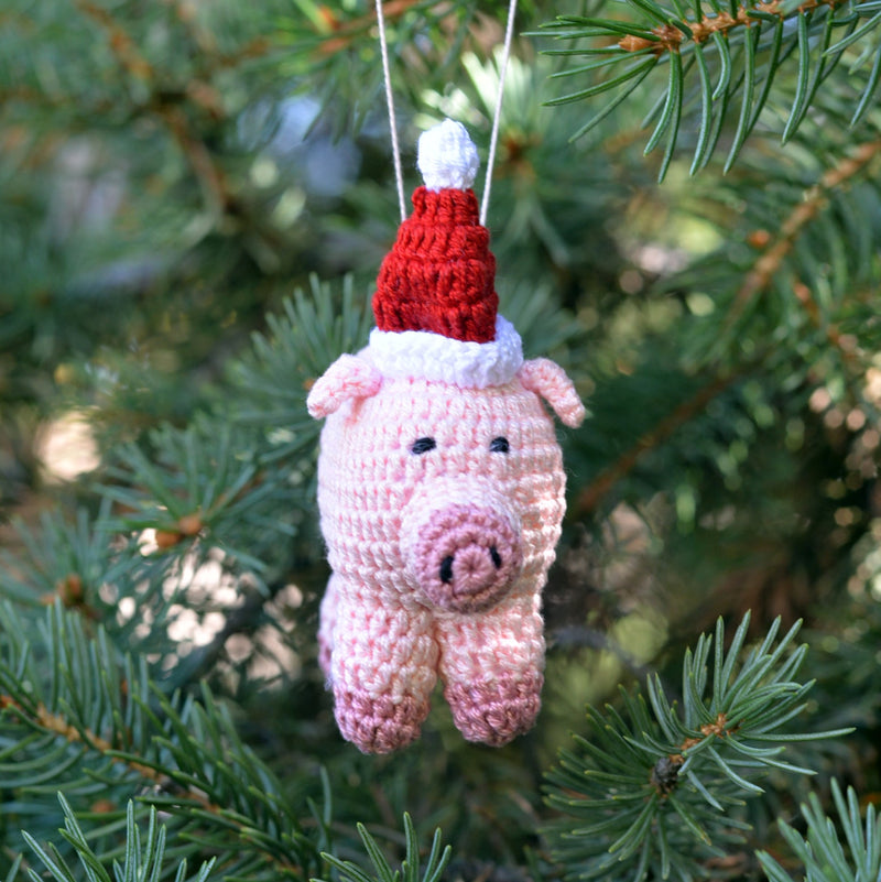 Crochet Pig Ornaments, set of 3