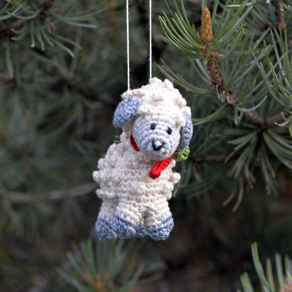 Crochet Lamb Ornament, Grey