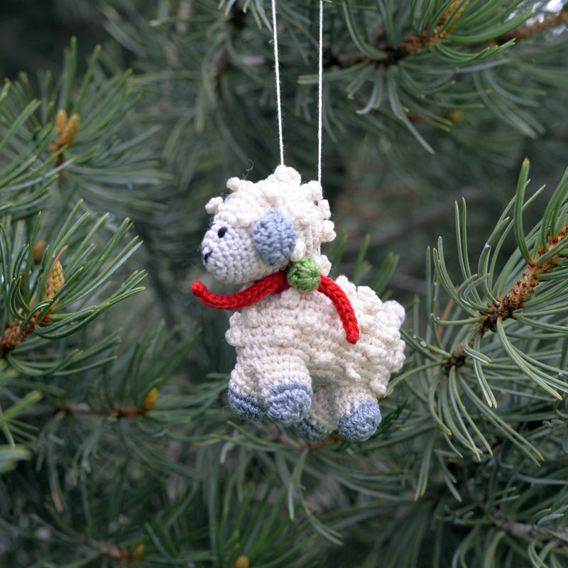 Crochet Lamb Ornament, Grey