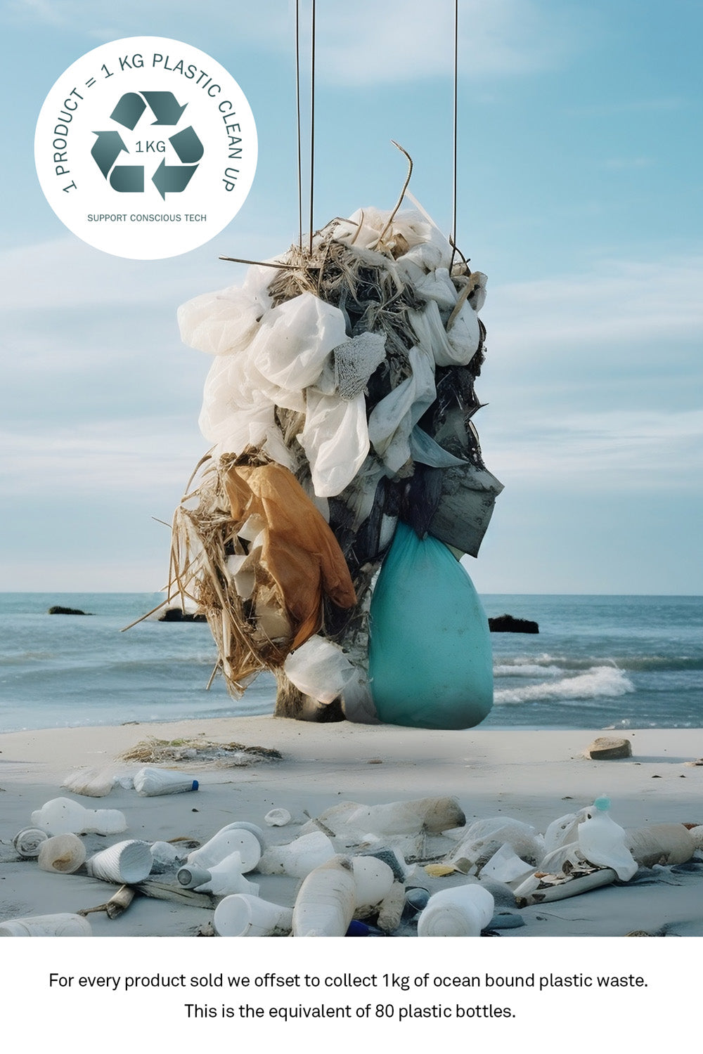 USB Sea Black · Type C · 100W · 2 meter · Made of recycled fishing nets