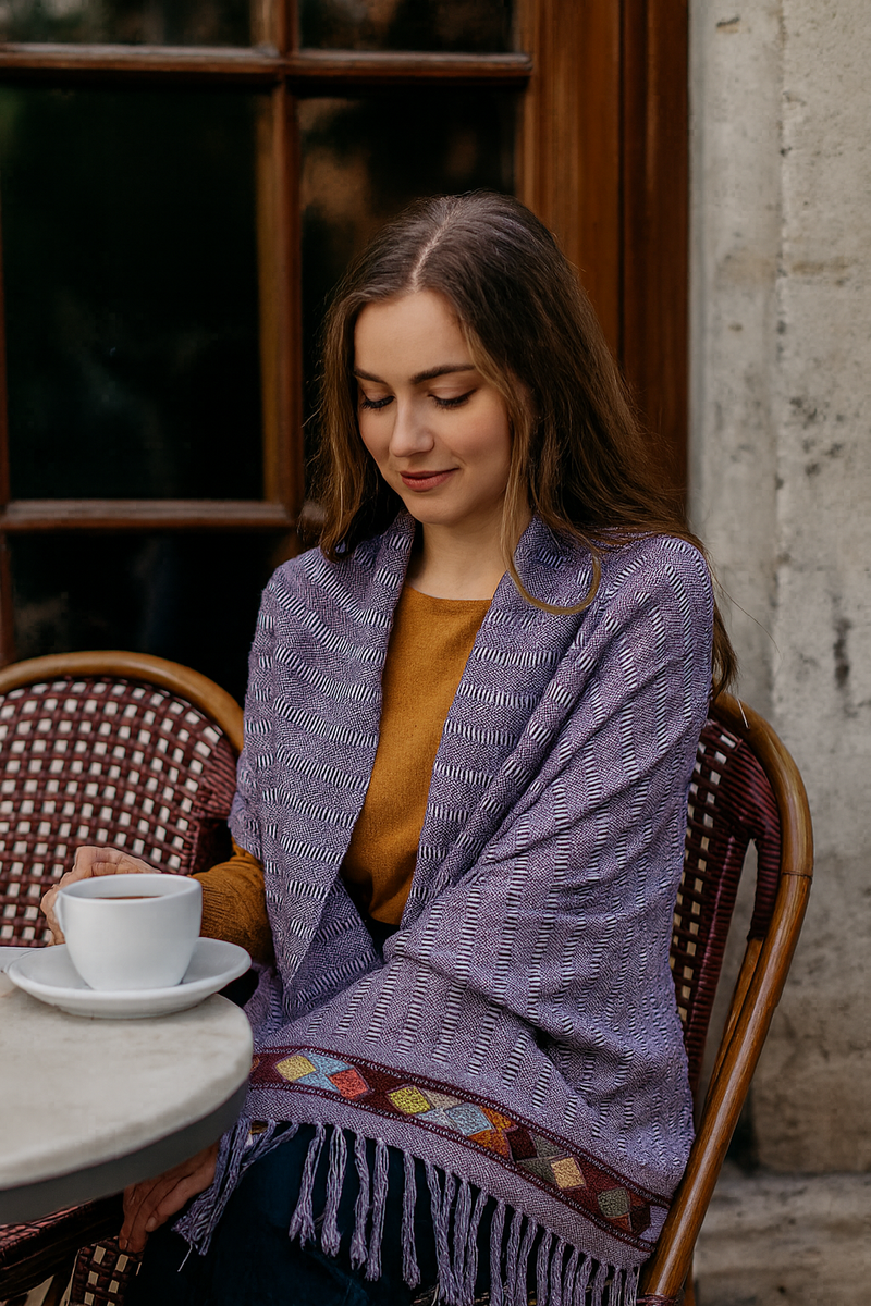 Lilac Hand Woven Cotton Shawl