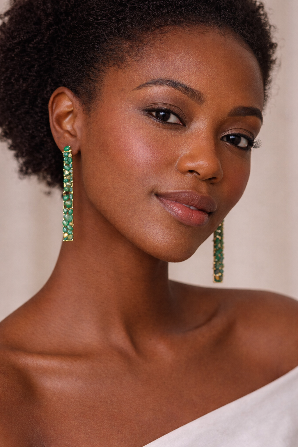 Long Multi Emerald Earrings