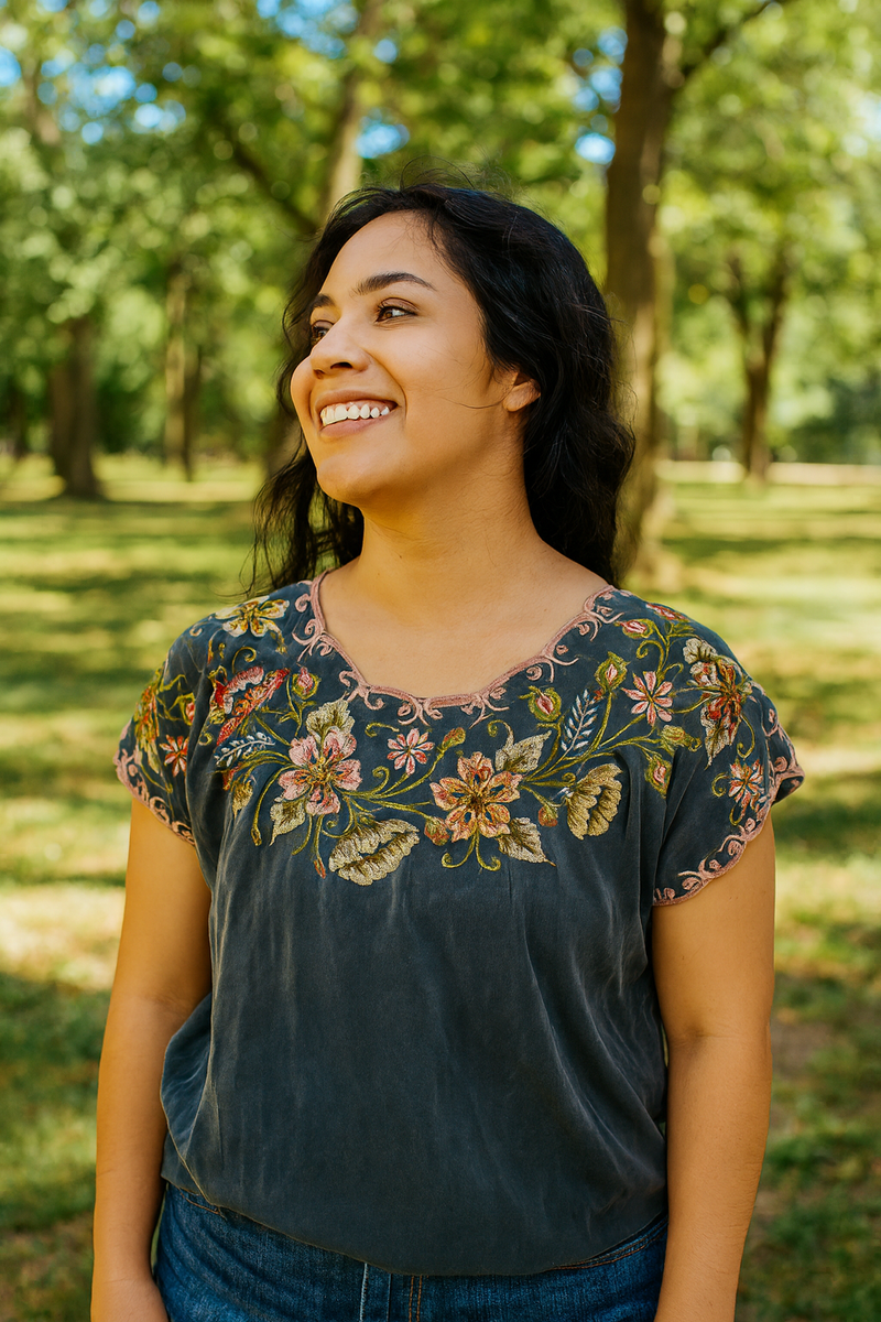 Machine-Embroidered Blouse