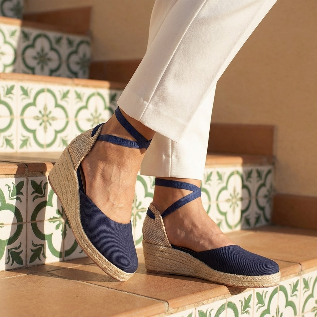 Sisa Wedge Sandals Espadrille Hand Made With Ankle Strap and Jute Sole Platform