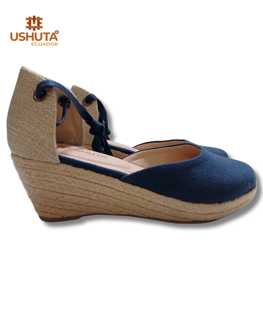 Sisa Wedge Sandals Espadrille Hand Made With Ankle Strap and Jute Sole Platform