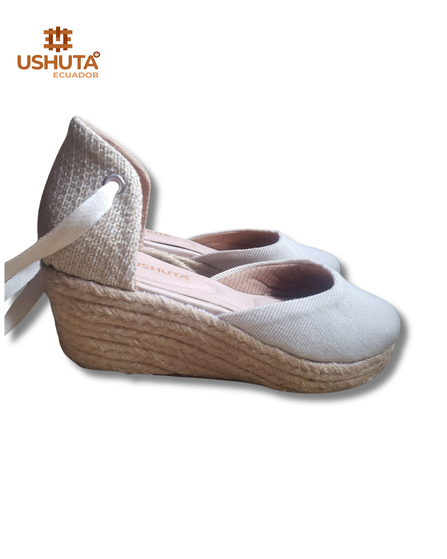 Sisa Wedge Sandals Espadrille Hand Made With Ankle Strap and Jute Sole Platform