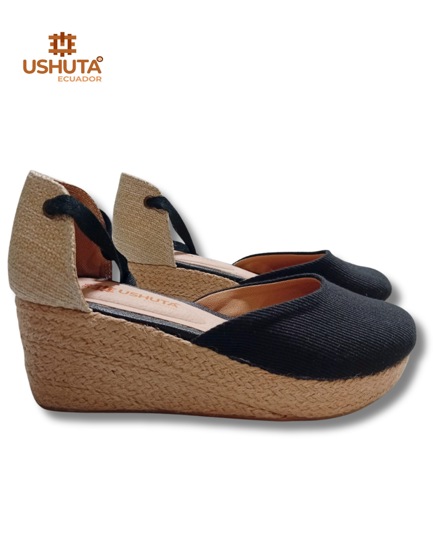 Sisa Wedge Sandals Espadrille Hand Made With Ankle Strap and Jute Sole Platform