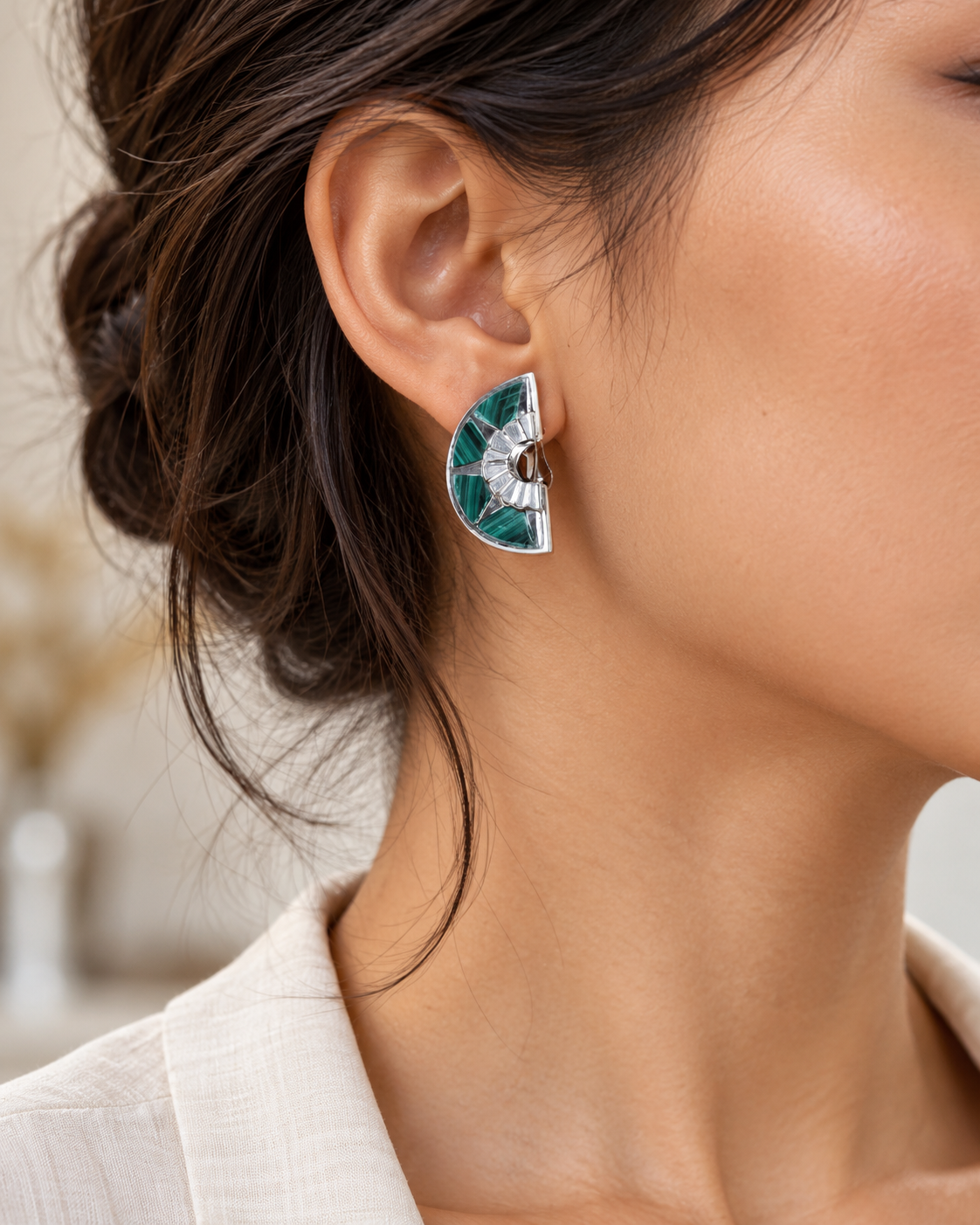 Malachite Silver Earrings