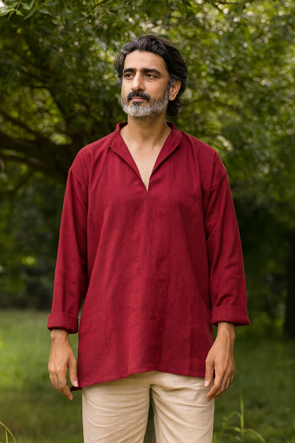 Men’s Red Handwoven Shirt