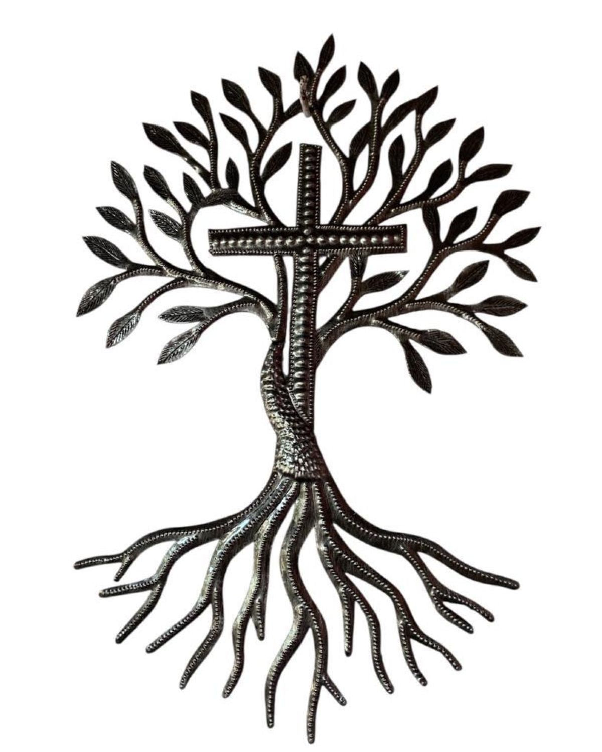 Cross with Tree Metal Art