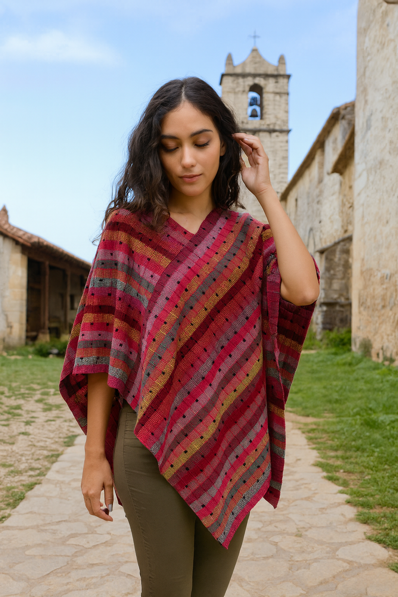 Multicolored Cotton Poncho