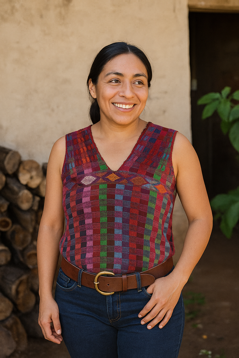 Multicolored Frayed Cotton Blouse