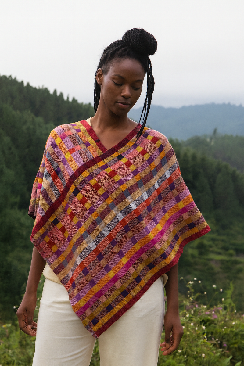 Multicolored Hand Woven Poncho