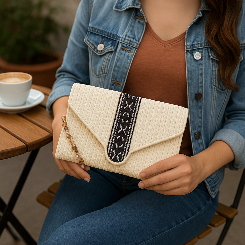 Natural SinuForYou Beaded Clutch