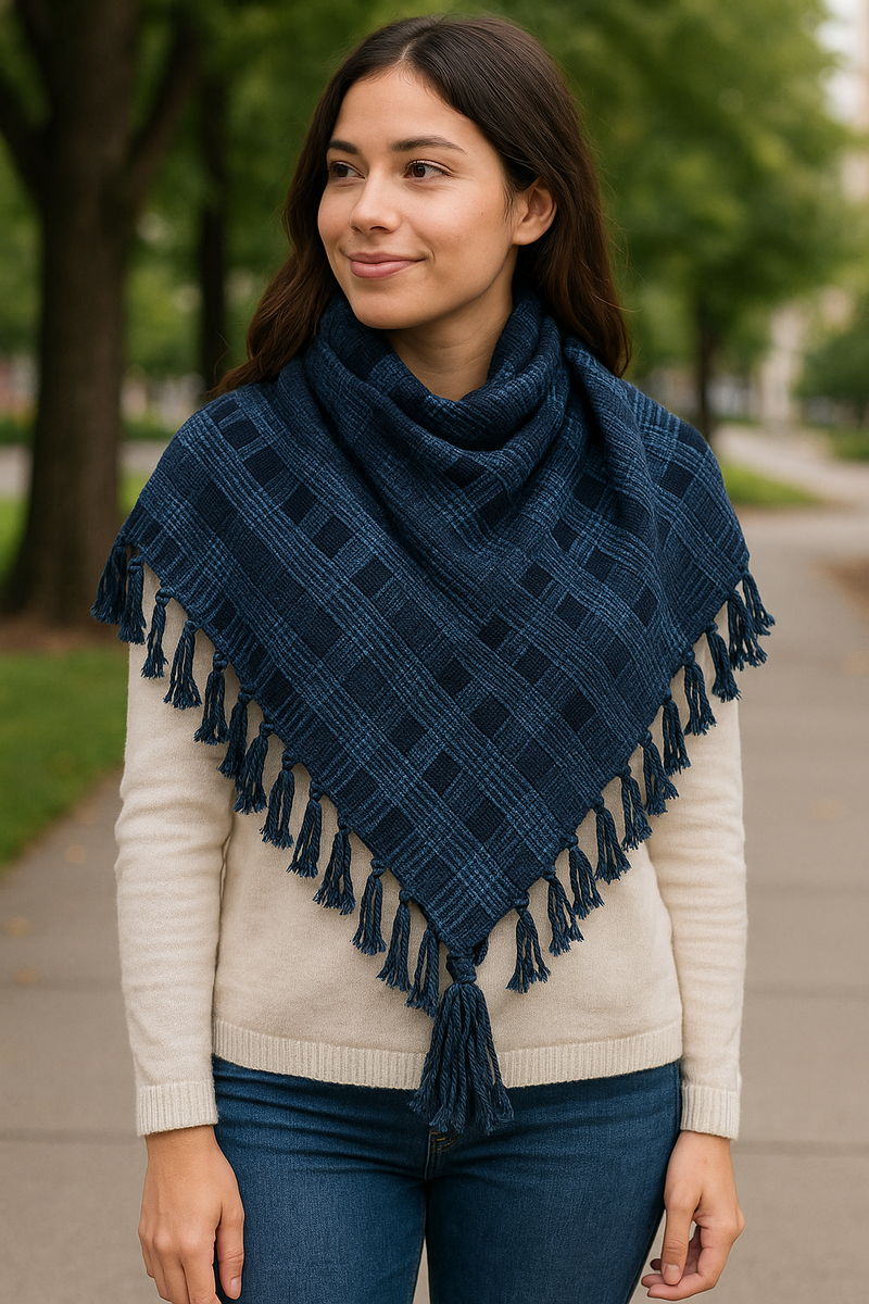 Navy and Light Blue Cotton Scarf