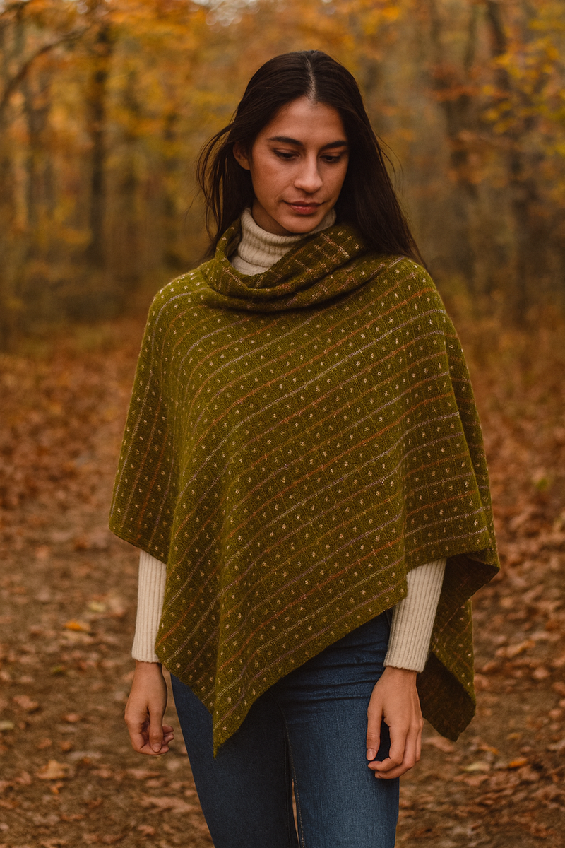 Olive Green Wool Poncho