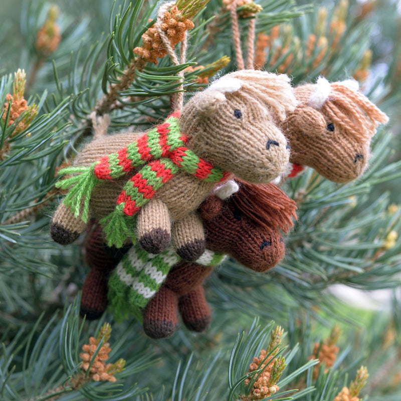 Highland Cow Ornaments, set of 3