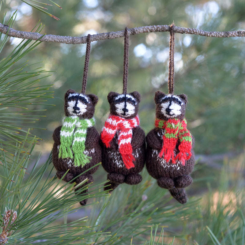 Raccoon Ornaments, set of 3