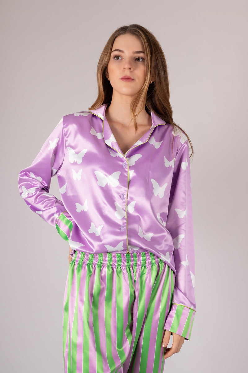 Classic Long Sleeve Pajama with Butterfly Designs