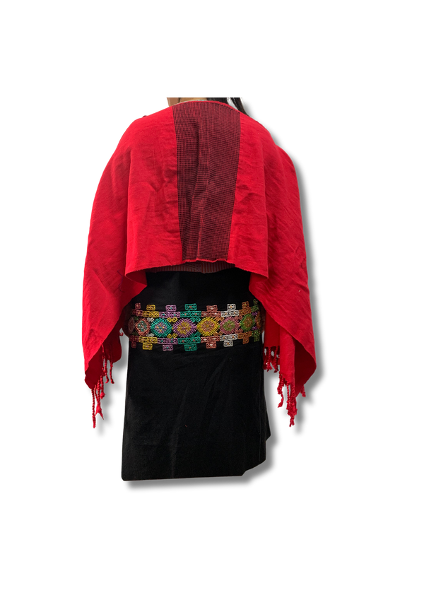 Red Cotton Poncho