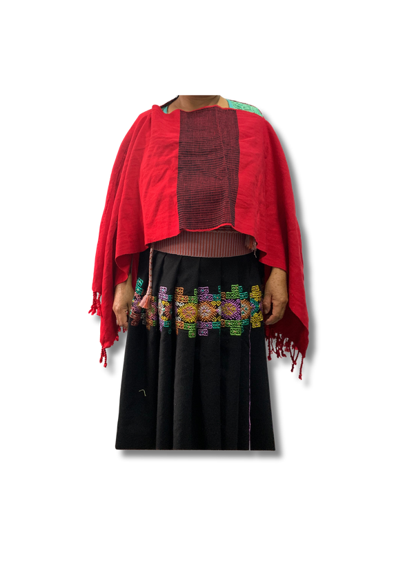 Red Cotton Poncho