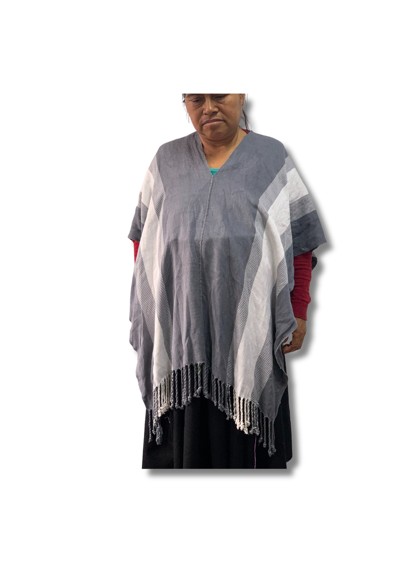 Gray Cotton Poncho