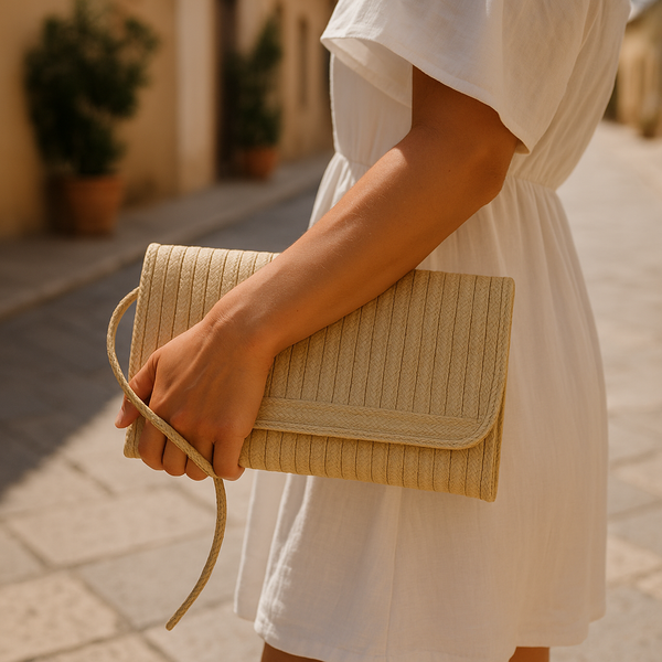 Raw Straw SinuForYou Wristlet Clutch