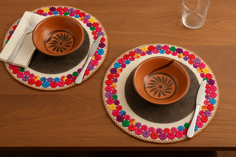 Round Wool Placemats Set