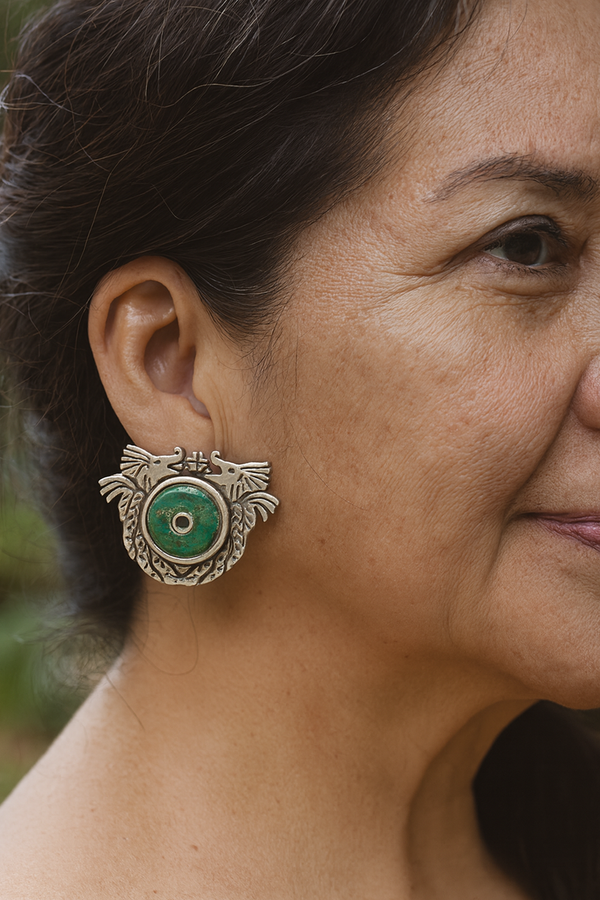 Serpent Earrings with Chalchihuite Stone