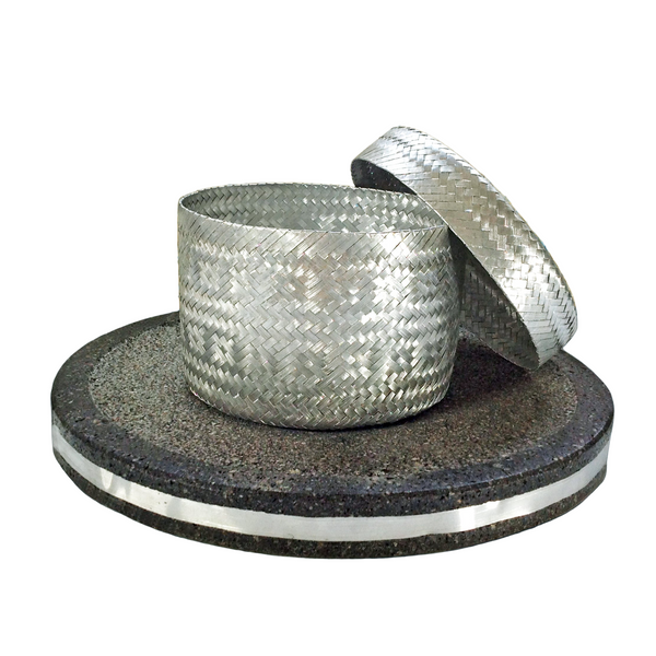 Hand Woven Silver Basket for Tortillas