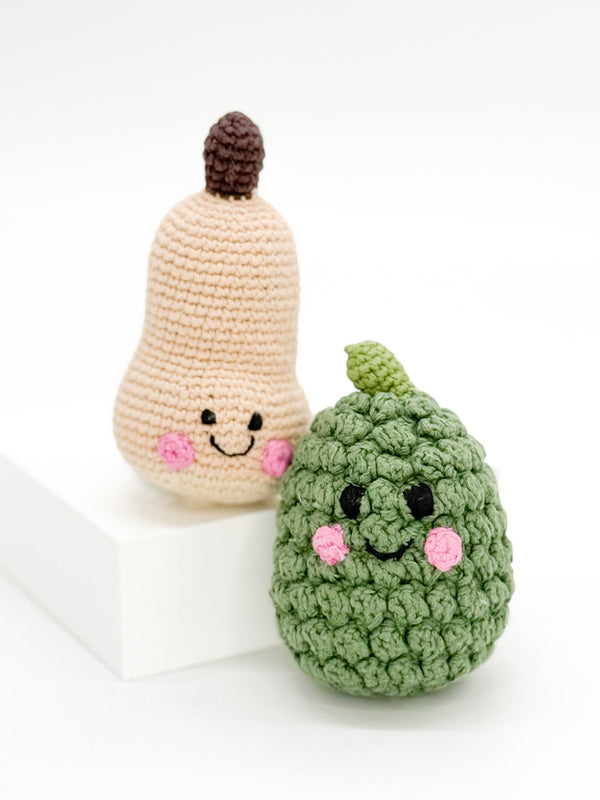 Handmade crochet Butternut Squash and Acorn Squash Baby Rattles
