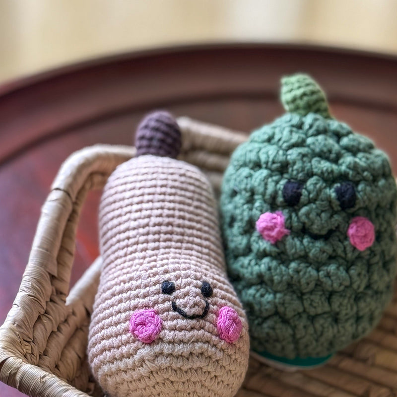 Plush Organic Squash Baby Rattles