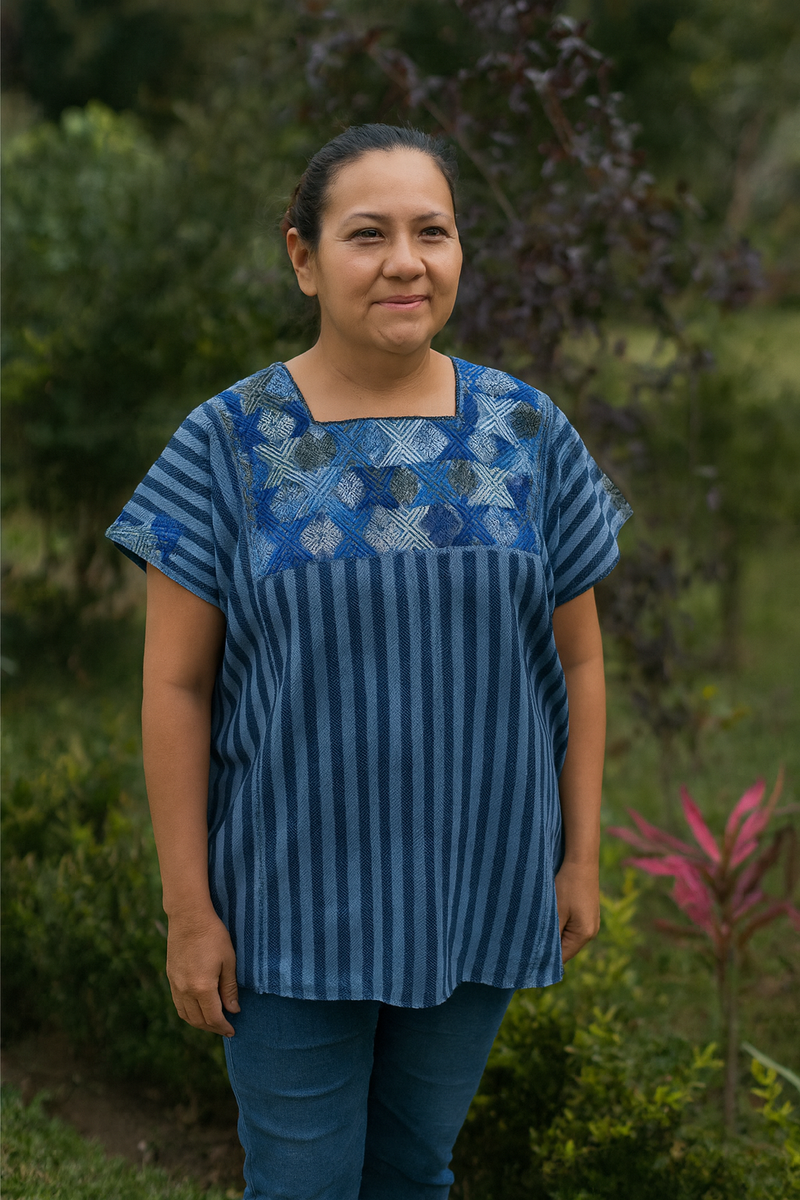 Striped Blue Huipil