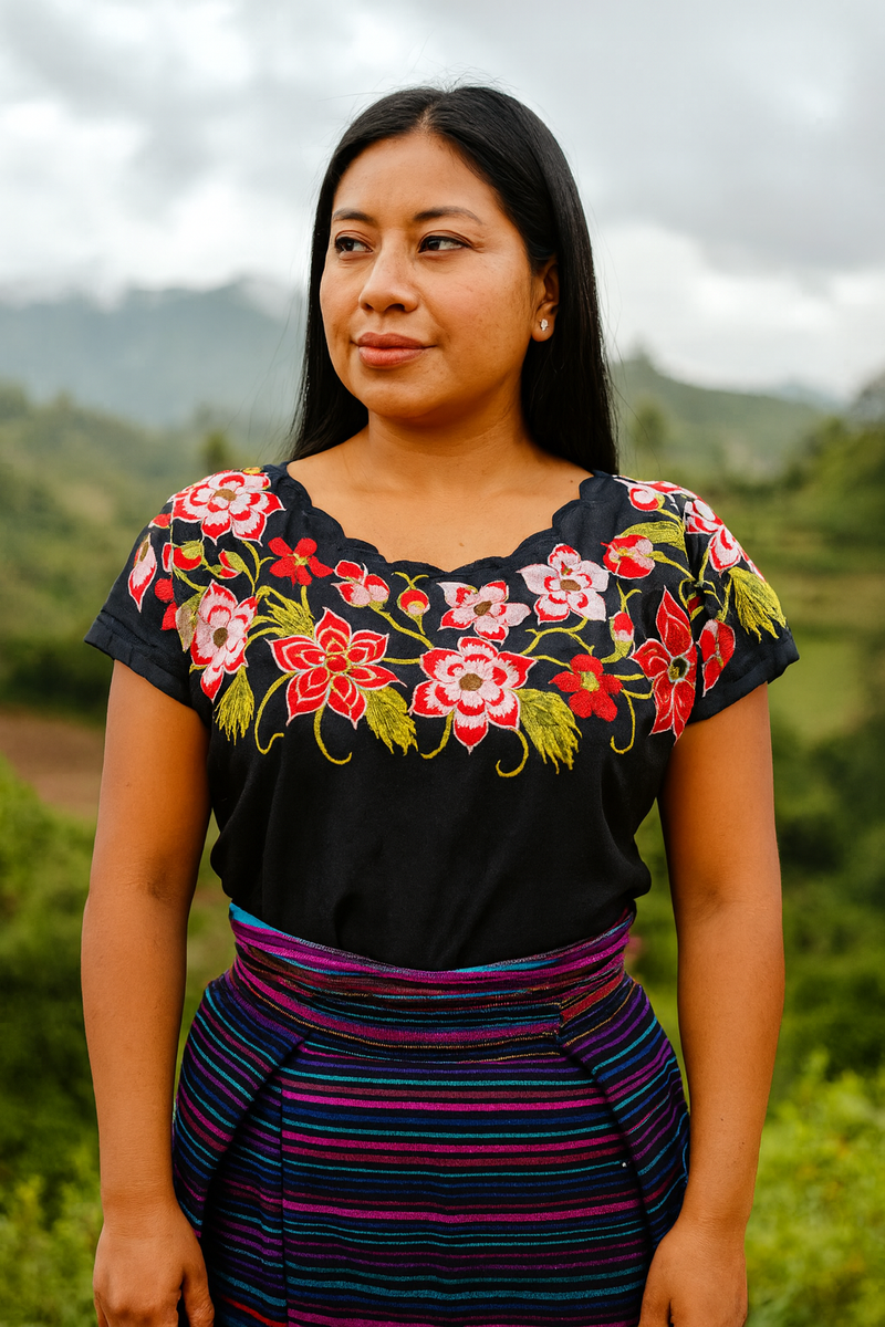 Traditional Blouse with Pedal-Machine Embroidery
